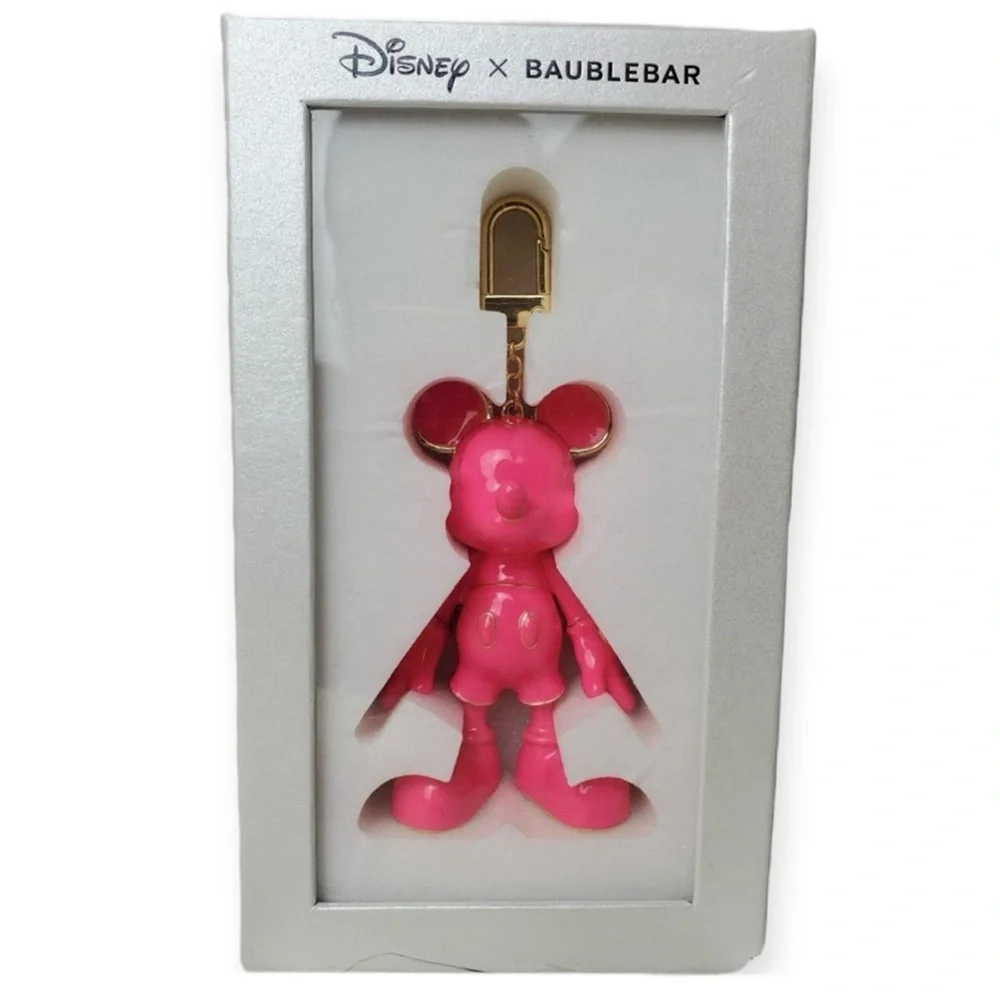 DISNEY x BAUBLEBAR Mickey Mouse Bag Charm Key Holder Pink Enamel Limited Edition